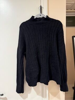 Black Ribbed Mock Neck Women’s Sweater